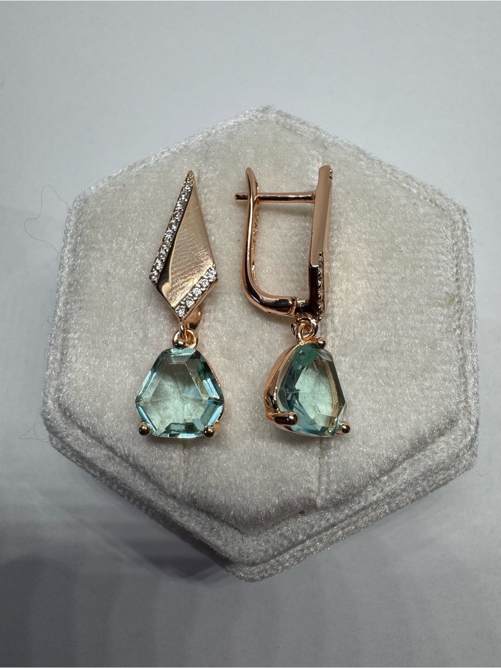 14K 585 Rolled Rose Gold Quartz Earrings | Not Solid Gold